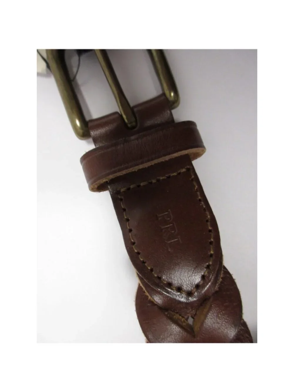 Polo Ralph Lauren Belt 42 Tan Italian Leather Braided Woven Classic